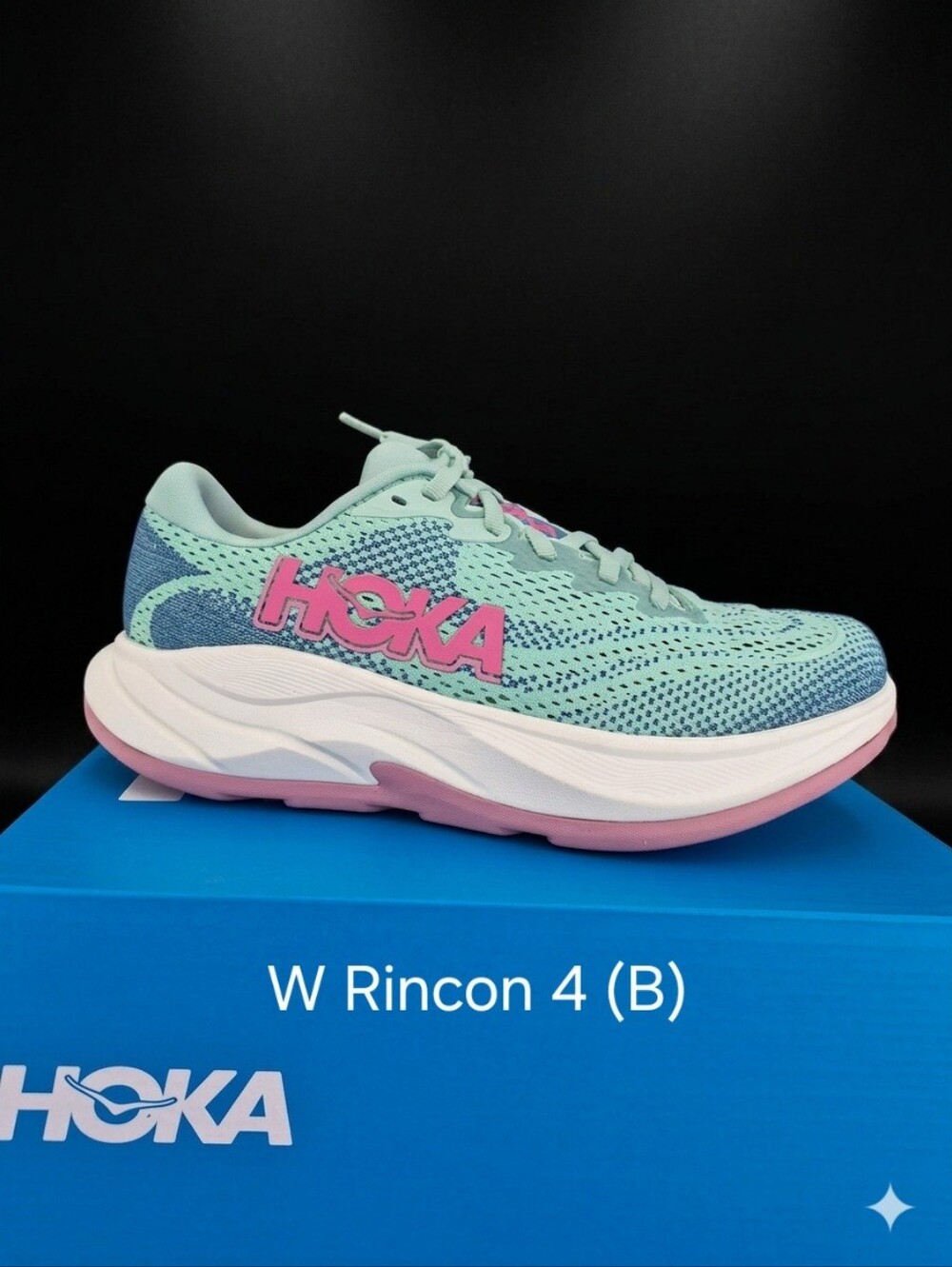 Hoka Women's Rincon 4 Mint with Pink Accents (B)
